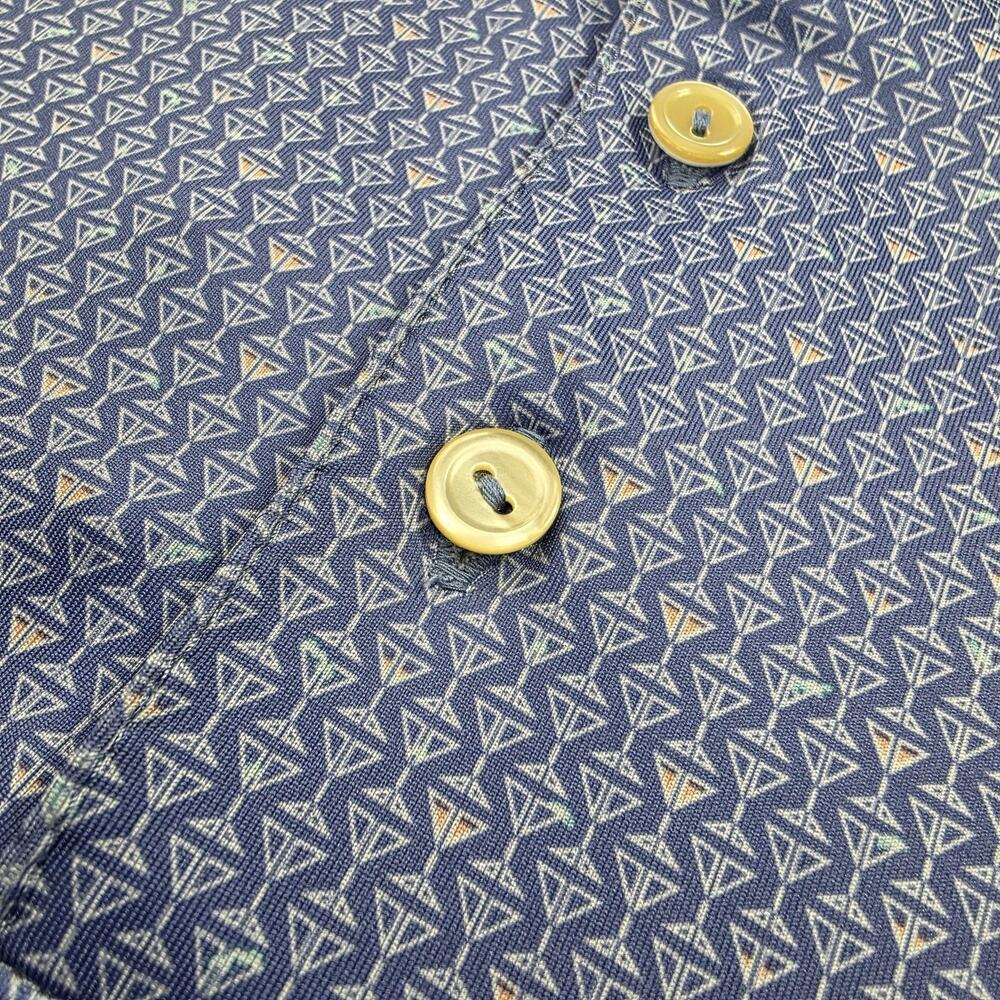 Peter Millar Shirt Mens Medium Blue Martini Glass AOP Summer Comfort Polo Golf - Picture 11 of 16